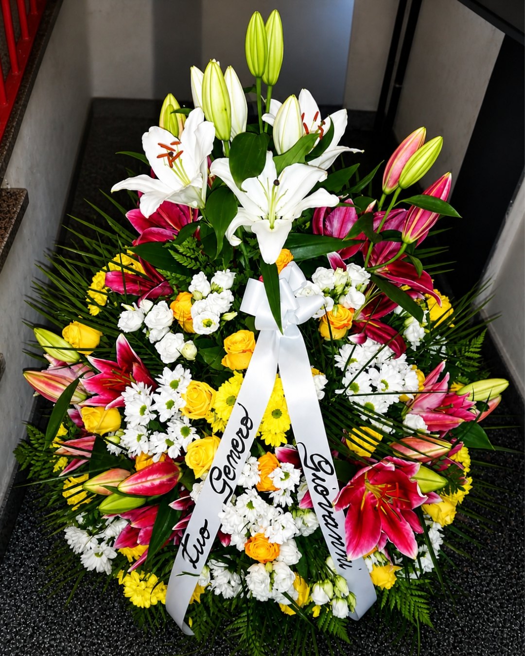 Composizione floreale funebre